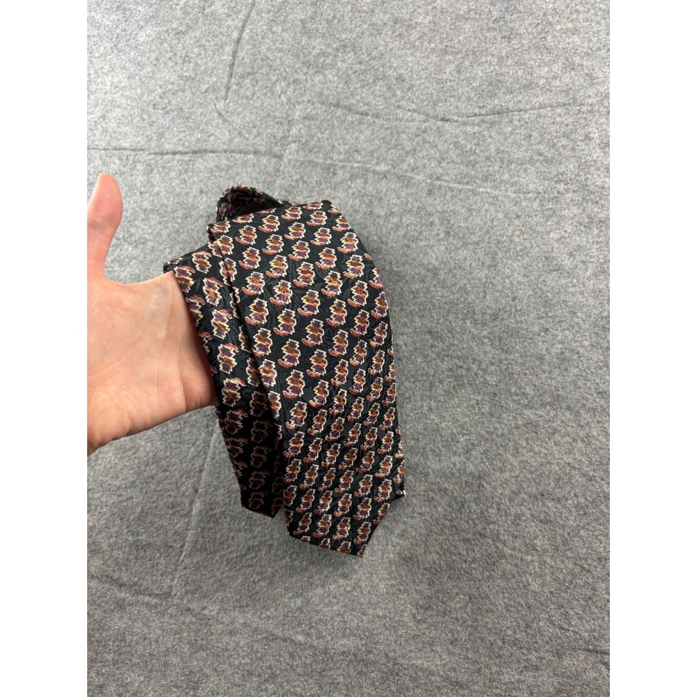 Christian Dior Monsieur Silk Tie Black Geometric Medallion VTG 90s Prep Classy - Picture 2 of 3